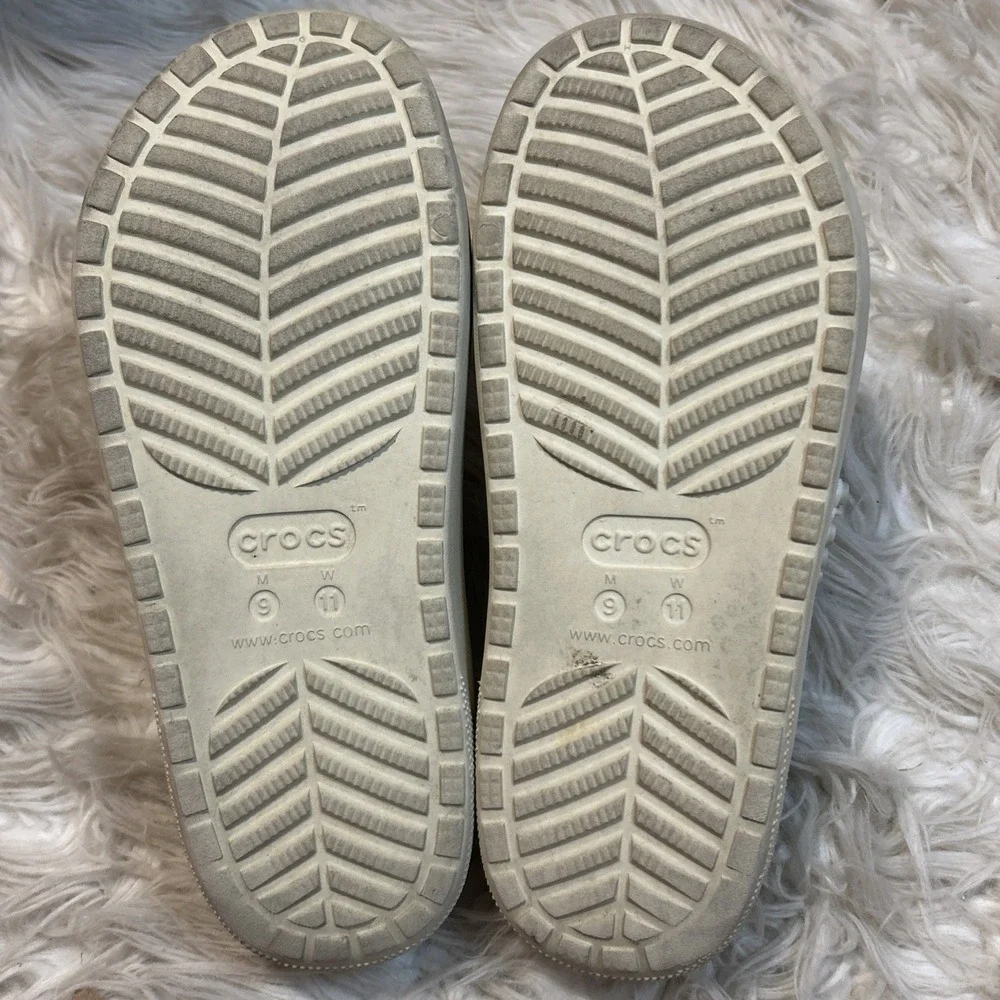 Crocs Classic Cozzzy Slide Sandal Unisex Bone Men's 9 Women's 11 Lined Slip‎ On